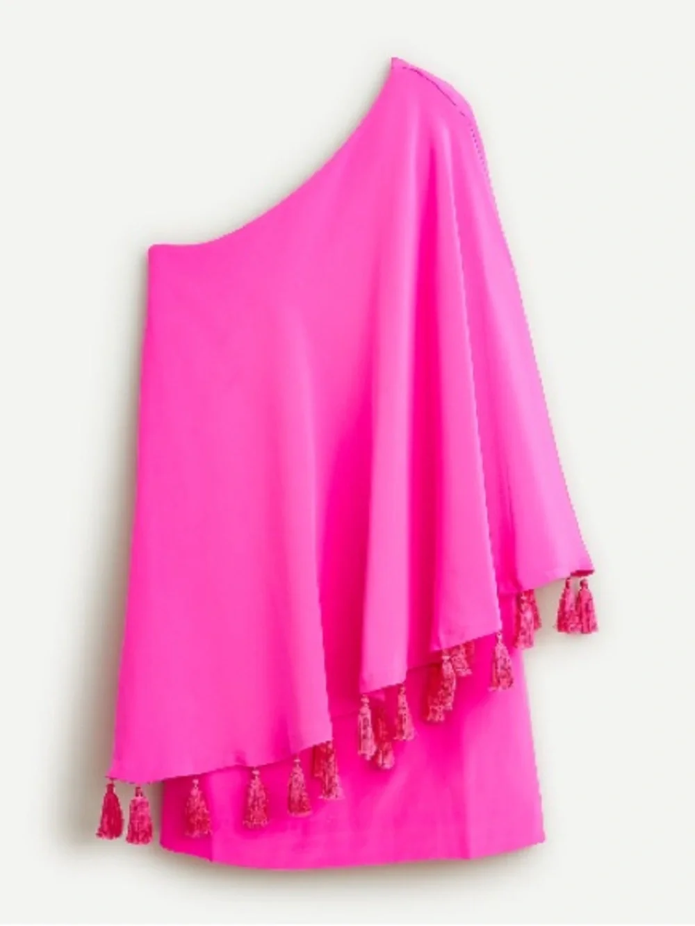 NWT Silk One-Shoulder Tassel Mini Dress - Size 2